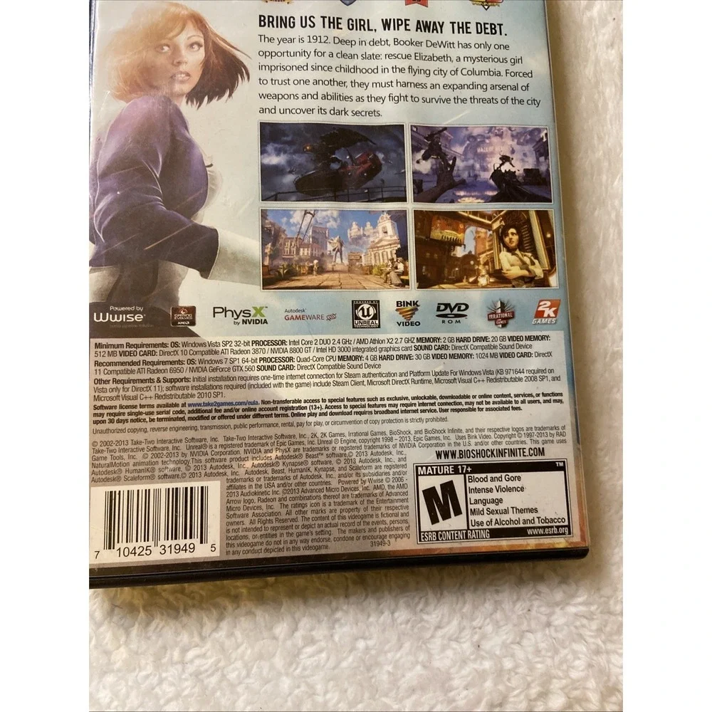 BIOSHOCK INFINITE PC DVD Game CIB Manual‎ Mature